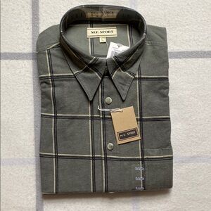 M.E. Sport Charcoal Flannel Plaid Men’s Shirt Size Large